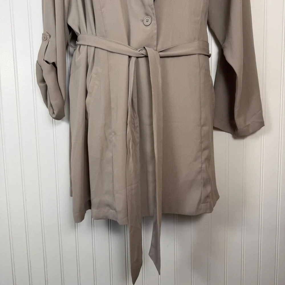 Torrid Trench Jacket Taupe Drape Front Roll Sleeve 3X 22-24 FLAW nwt Classic